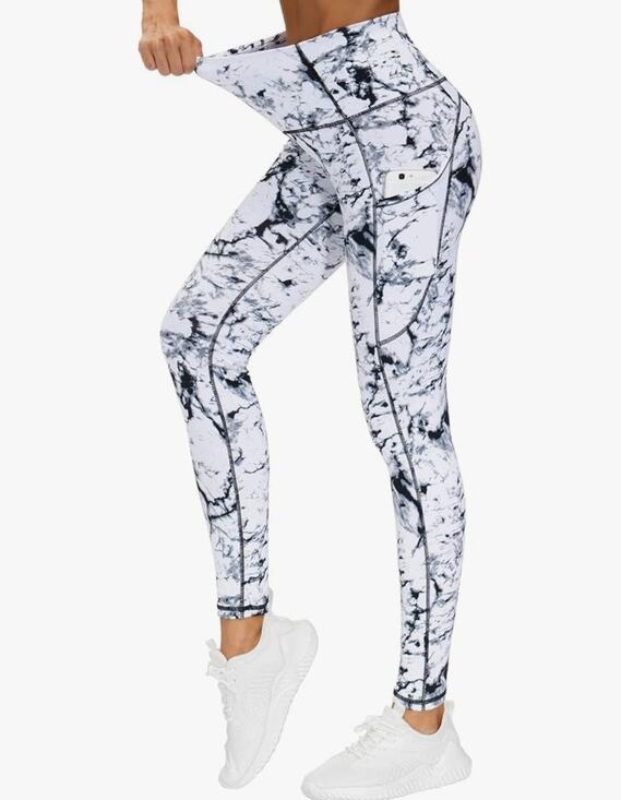 The Gym People Pants - The Gym People Leggings Marble White High Waist Yoga Pant Tummy Control NWT XS